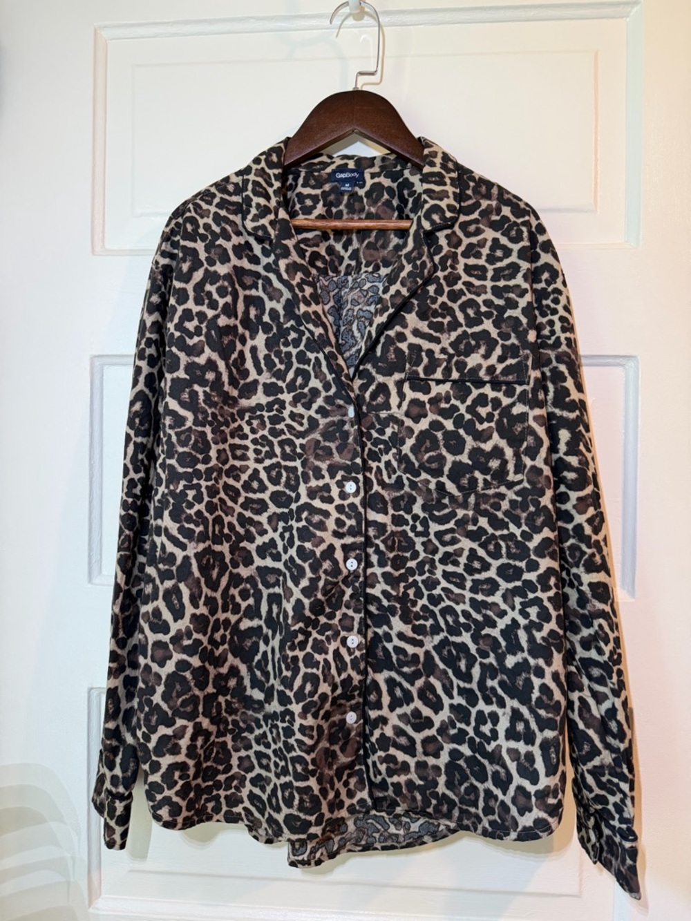 GAP Leopard Print Button-Up PJ Shirt - 100% Cotton